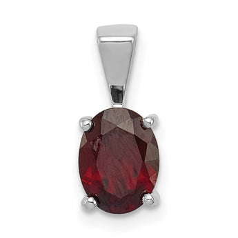 Sterling Silver Rhodium Garnet Pendant - Birthstone Company