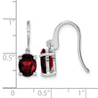 Sterling Silver Rhodium Plated Garnet Drop Earrings Natural Oval Stones, Polished Finish - Birthstone Company
