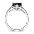 Sterling Silver Rhodium Garnet Ring