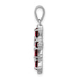 Sterling Silver Rhodium Pear Garnet Cross Pendant - Birthstone Company