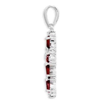 Sterling Silver Rhodium Pear Garnet Cross Pendant - Birthstone Company