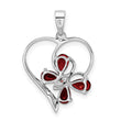 Sterling Silver Rhodium Garnet & Diamond Butterfly Heart Pendant - Birthstone Company