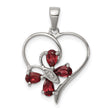 Sterling Silver Rhodium Garnet & Diamond Butterfly Heart Pendant - Birthstone Company