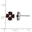 925 Sterling Silver Garnet Flower Earrings, Rhodium Plated, Heart-Cut Stones - Birthstone Company