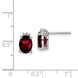 925 Sterling Silver Garnet and Diamond Rhodium-Plated Earrings