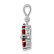Sterling Silver Rhodium Garnet & Diamond Flower Pendant - Birthstone Company