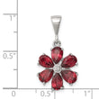 Sterling Silver Rhodium Garnet & Diamond Flower Pendant - Birthstone Company