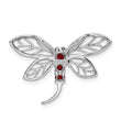 Sterling Silver Rhodium Garnet Dragonfly Chain Slide - Birthstone Company