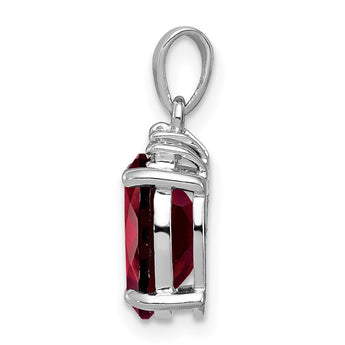 Sterling Silver Rhodium Garnet & Diamond Pendant - Birthstone Company