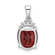 Sterling Silver Rhodium Garnet & Diamond Pendant - Birthstone Company