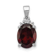 Sterling Silver Rhodium Garnet & Diamond Pendant - Birthstone Company