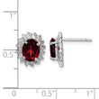 Sterling Silver Garnet and Diamond Button Earrings Rhodium Plated, Polished Finish - Birthstone Company