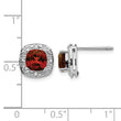 Sterling Silver Garnet and Diamond Cushion Earrings with Rhodium Plating - Birthstone Company