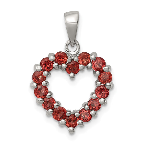 Sterling Silver Rhodium Garnet Pendant - Birthstone Company