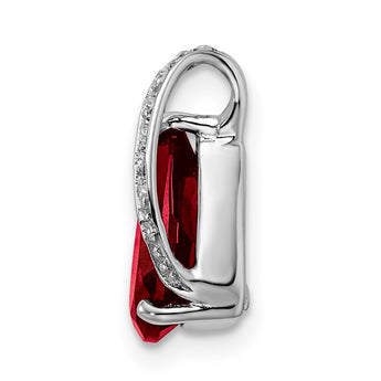 Sterling Silver Rhodium Pear Garnet Pendant - Birthstone Company