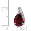 Sterling Silver Rhodium Pear Garnet Pendant - Birthstone Company
