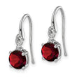 Sterling Silver Garnet and Diamond Dangle Earrings Rhodium Plated, Polished Finish