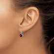 Sterling Silver Garnet and Diamond Dangle Earrings Rhodium Plated, Polished Finish - Birthstone Company