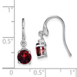 Sterling Silver Garnet and Diamond Dangle Earrings Rhodium Plated, Polished Finish
