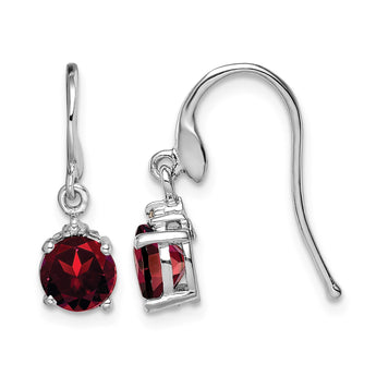 Sterling Silver Garnet and Diamond Dangle Earrings Rhodium Plated, Polished Finish - Birthstone Company