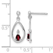 Sterling Silver Garnet and Diamond Drop Earrings Rhodium Plated - Birthstone Company