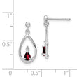 Sterling Silver Garnet and Diamond Drop Earrings Rhodium Plated