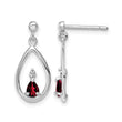 Sterling Silver Garnet and Diamond Drop Earrings Rhodium Plated - Birthstone Company