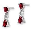 Sterling Silver Rhodium Drop Earrings with Natural Pear Garnet and Diamond