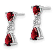 Sterling Silver Rhodium Drop Earrings with Natural Pear Garnet and Diamond - Birthstone Company