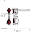 Sterling Silver Rhodium Drop Earrings with Natural Pear Garnet and Diamond - Birthstone Company