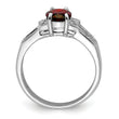 Sterling Silver Rhodium-plated Garnet & Diamond Ring