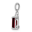 Sterling Silver Rhodium Garnet & Diamond Pendant - Birthstone Company