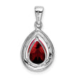 Sterling Silver Rhodium Garnet & Diamond Pendant - Birthstone Company