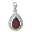 Sterling Silver Rhodium Garnet & Diamond Pendant - Birthstone Company