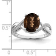 Sterling Silver Rhodium Smoky Quartz & Diamond Ring