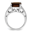Sterling Silver Rhodium Smoky Quartz Ring