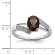 Sterling Silver Rhodium Smoky Quartz & Diamond Ring