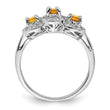 Sterling Silver Rhodium Citrine & Diamond Ring