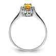 Sterling Silver Rhodium Citrine Diamond Ring