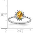 Sterling Silver Rhodium Citrine Diamond Ring