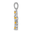 Sterling Silver Rhodium Citrine & Diamond Accent Cross Pendant - Birthstone Company