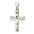 Sterling Silver Rhodium Citrine & Diamond Accent Cross Pendant - Birthstone Company