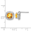 Sterling Silver Citrine and Diamond Button Earrings with Polished Rhodium Finish - Birthstone Company