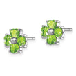 Sterling Silver 925 Peridot Flower Earrings with Rhodium Plating - Birthstone Company