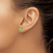 Sterling Silver 925 Peridot Flower Earrings with Rhodium Plating - Birthstone Company