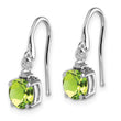Sterling Silver Peridot and Diamond Drop Earrings, Rhodium-Plated, Polished Finish