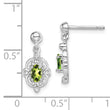 Sterling Silver Peridot Diamond Drop Earrings Rhodium Plated