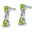 Sterling Silver 925 Peridot and Diamond Drop Earrings Rhodium Plated, Polished Finish