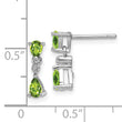 Sterling Silver 925 Peridot and Diamond Drop Earrings Rhodium Plated, Polished Finish