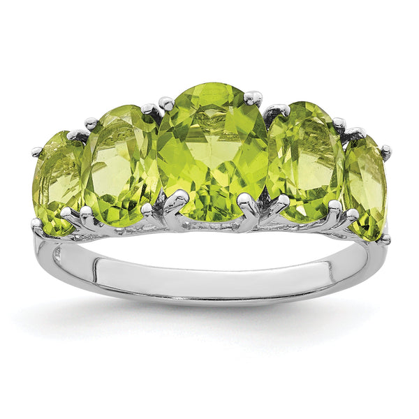 Sterling Silver Rhodium Peridot Ring